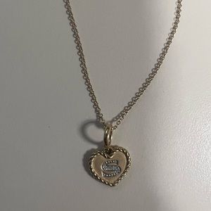 David Yurman Women’s Initial Charm Necklace in 18K Yellow Gold with Pave Diamond